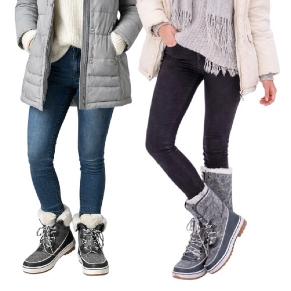 NEW Winter boots Gray black ankle to mid-calf rugged outsole padded footbed Sz 7 - Picture 1 of 11